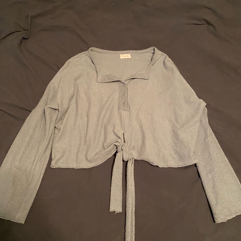 Pink lily cropped Henley top